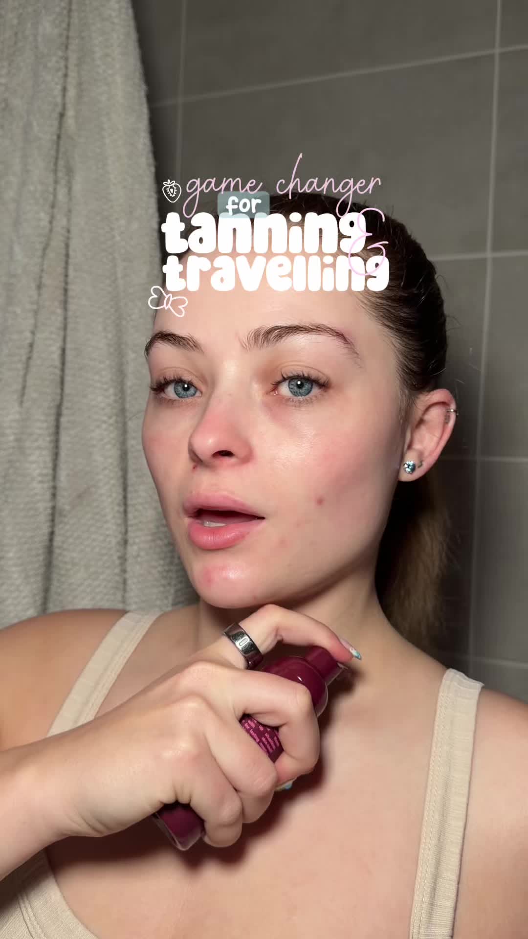 TikTok post by @byeleanorwood for bBold Tan. Caption reads: our travel and tanning prayers have been....