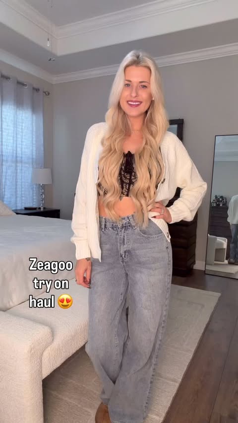 Instagram post by @megdabber_ for Zeagoo. Caption reads: Try on haul 🛍️🥰 @zeagoo.official 

#FallFinds....