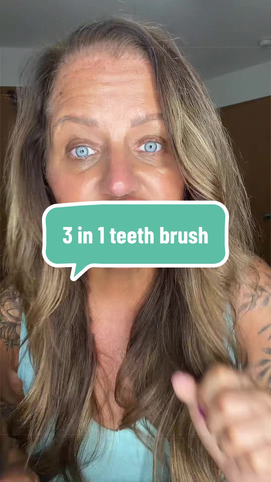 TikTok post by @thescottpowells for Ceelike Oral Care. Caption reads: #toothbrush #3in1 #floss @Ceelike Oral Care.