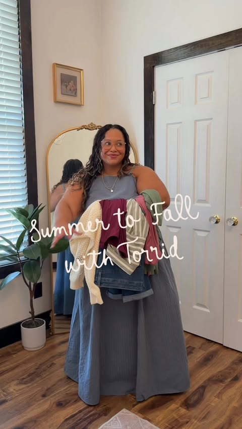 Instagram post by @curvesbyzo_ for Torrid. Caption reads: Summer to Fall with @torrid 🤭 #torridpartner I’m....