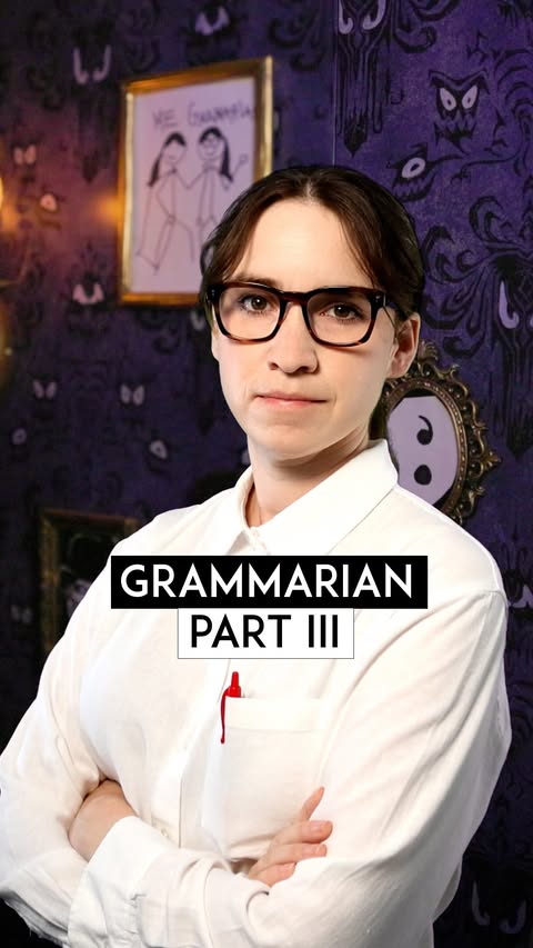 Instagram post by @ellecordova for Warby Parker. Caption reads: Professor Grammarian visits the supervillain....