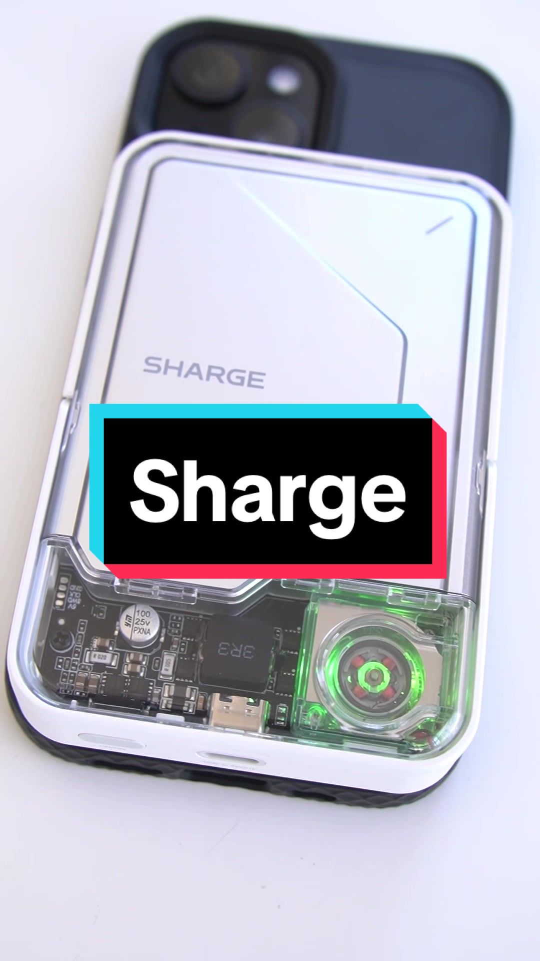 TikTok post by @axel_bostrom for Sharge. Caption reads: Stay in @SHARGE of your phone’s sharge with....