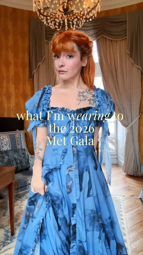 Instagram post by @swannandtheberries for Selkie. Caption reads: The theme is : Fashion is Art 💙 @selkie dress in....