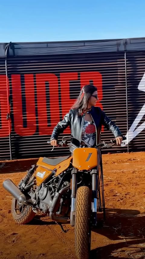 Instagram post by @chandraja_moongirl for Harley-Davidson. Caption reads: [...] sliding and hearts racing at the....