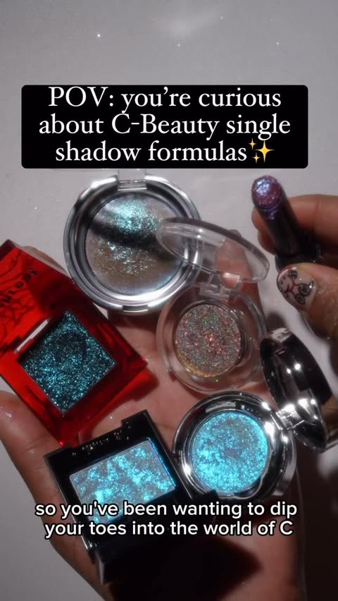 Instagram post by @glamsmitty for CBeautyMall. Caption reads: POV: you’re curious about C-Beauty single shadow....