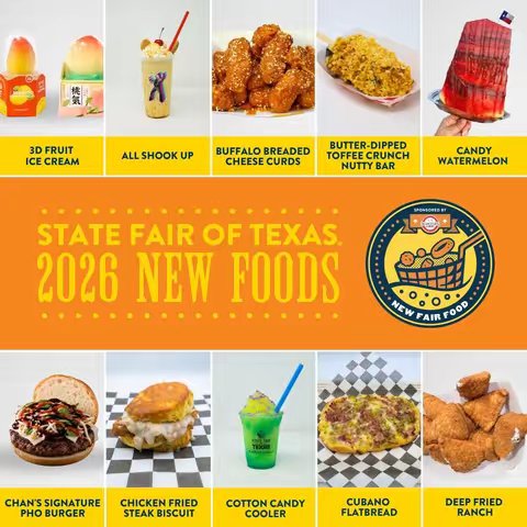 TikTok post by @statefairoftx for Scooter's Coffee. Caption reads: The 2026 New Foods lineup, sponsored by @Scooter’s....