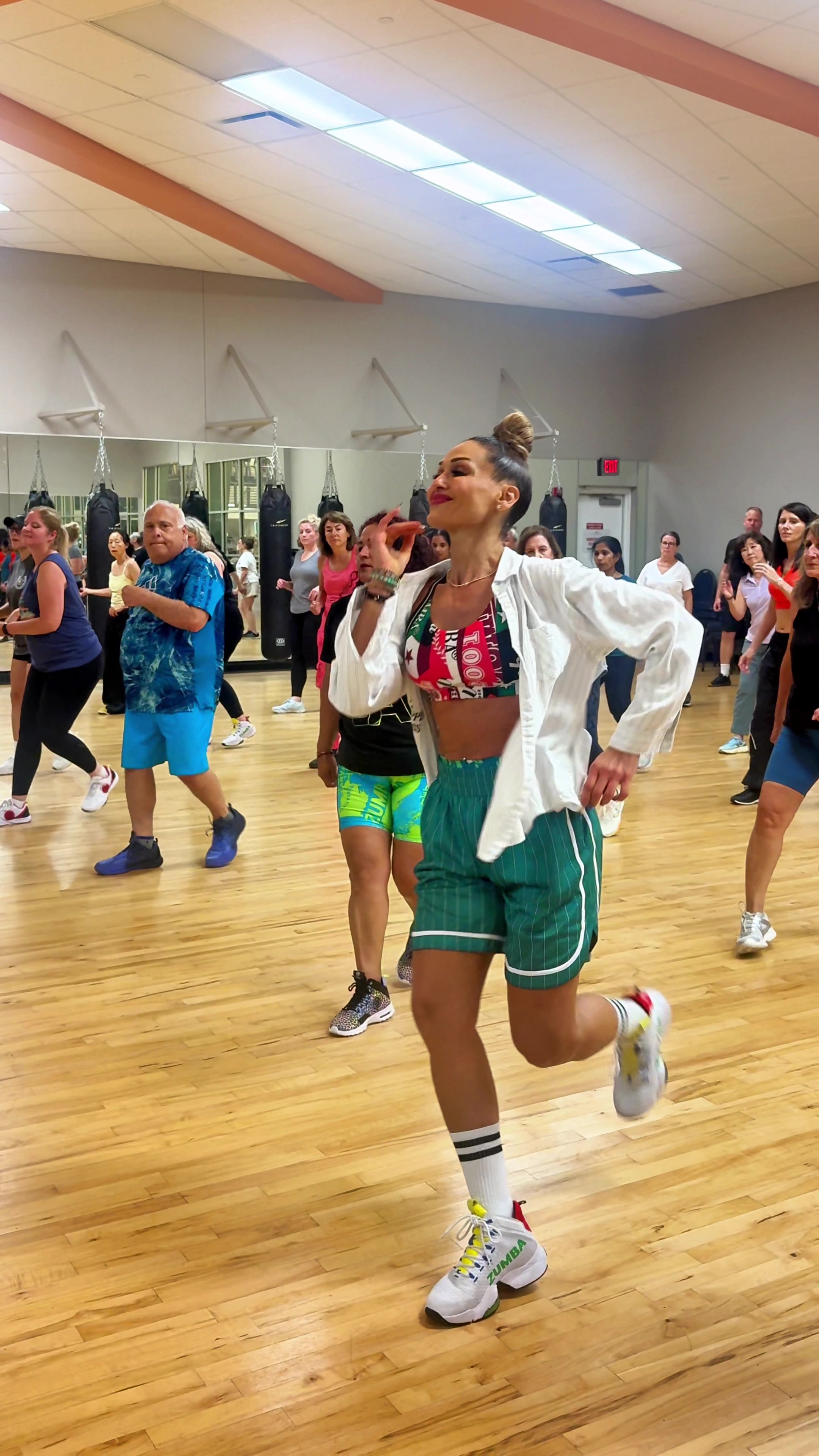 TikTok post by @zumbasuzy0 for Zumba. Caption reads: Serving Papasito energy in class 💃🕺🔥 Loving....