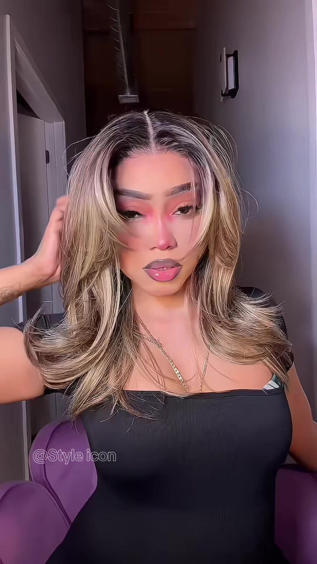 TikTok post by @yaatiff for Style Icon Hair. Caption reads: @Style Icon Hair @Style Icon Glow the curtain....