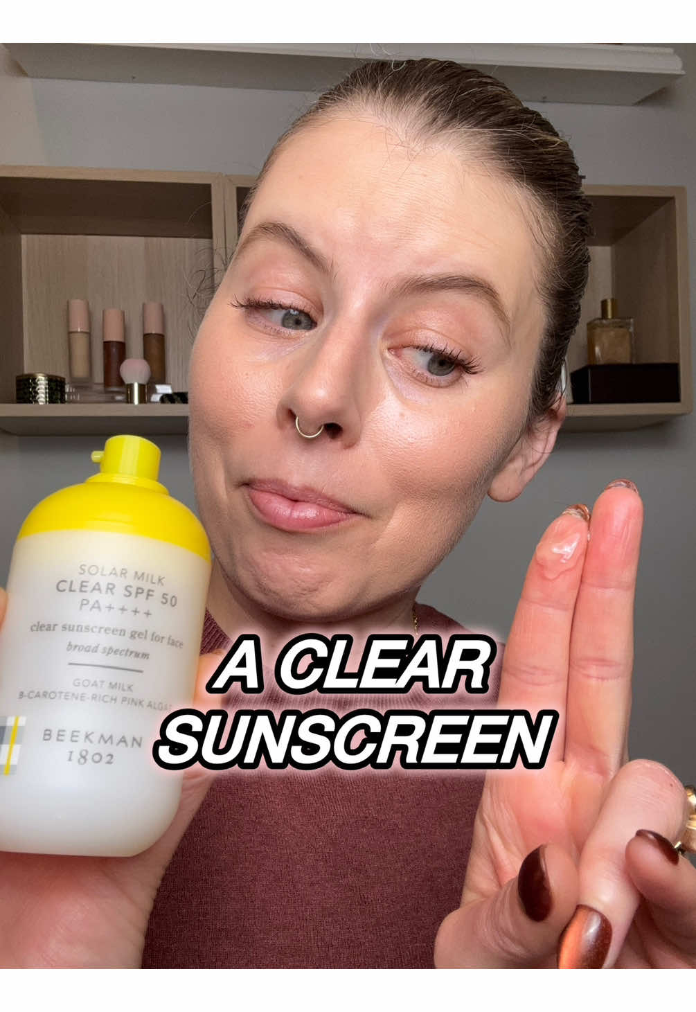 TikTok post by @itsmakeupbymelissam for Beekman 1802. Caption reads: I'm not sure why more people aren't talking about....