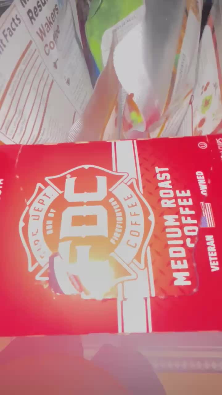 TikTok post by @marie_momofsevenllll for Fire Dept. Coffee. Caption reads: #firedeptcoffee @Fire Department Coffee.