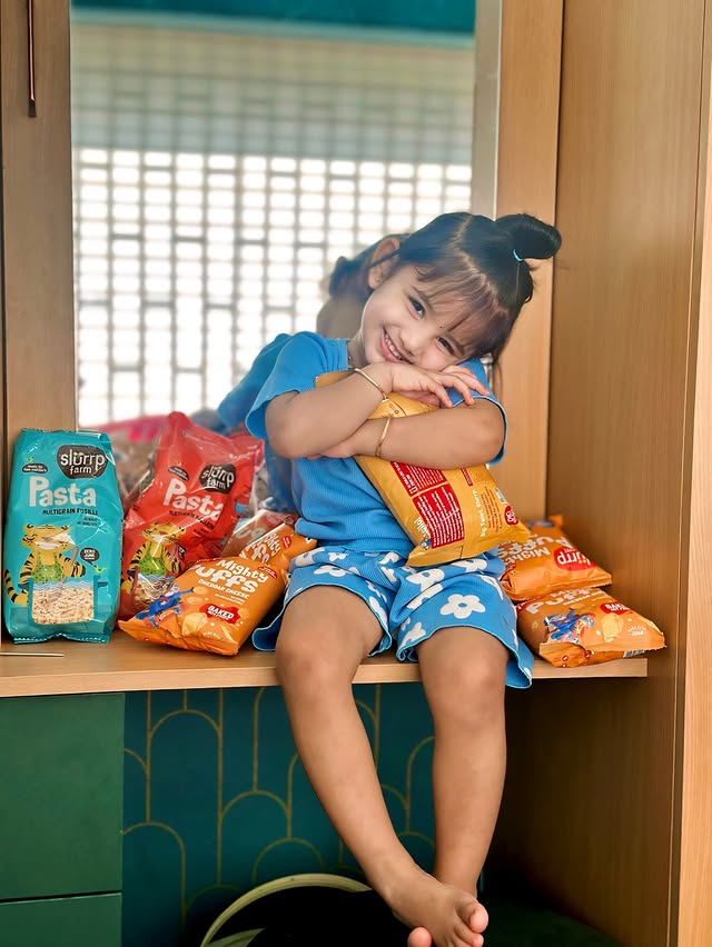 Instagram post by @nachu_thashu for FirstCry. Caption reads: #Collaboration with @firstcryindia Feeding time at....