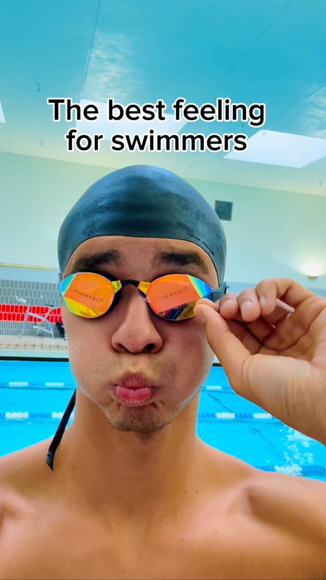 Instagram post by @theslimspeedster for TheMagic5. Caption reads: [...] the best part of being a swimmer 😮‍💨....