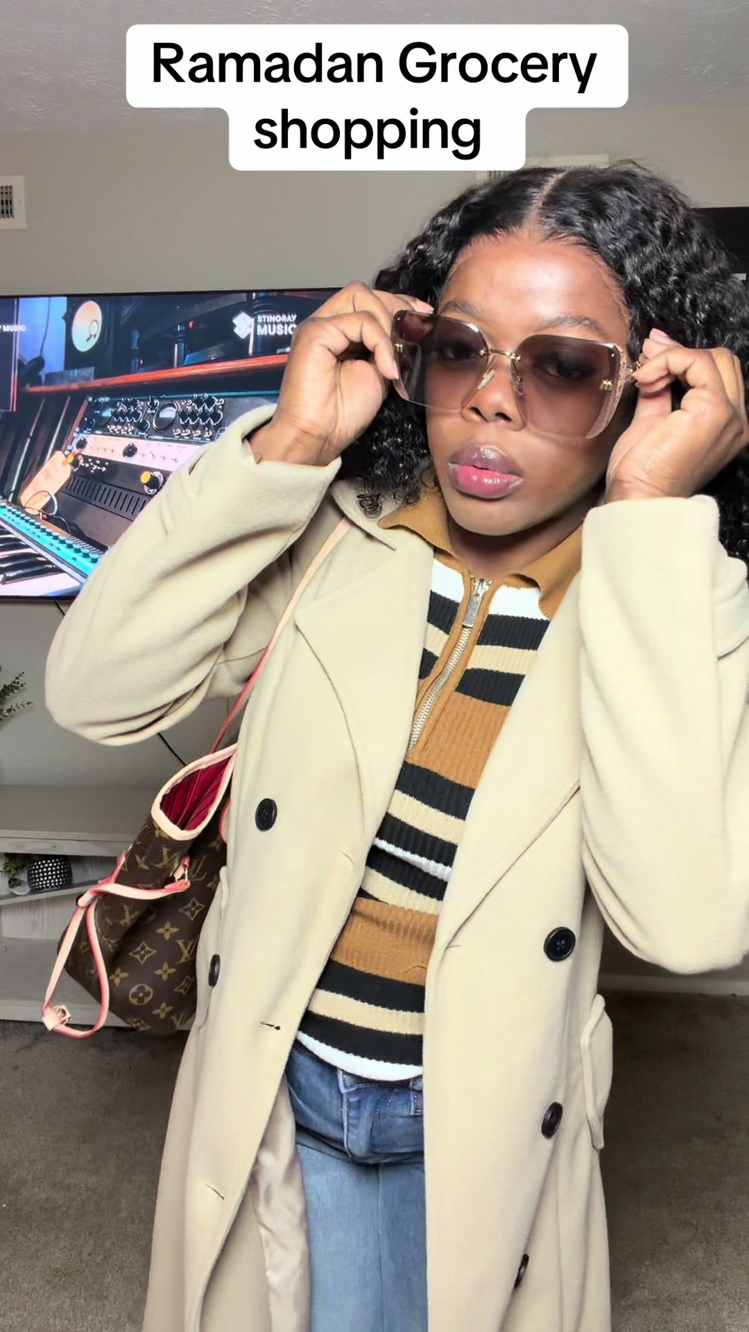 TikTok post by @ohhtress26 for Megalook. Caption reads: [...] Grocery shopping with me …… wig from....