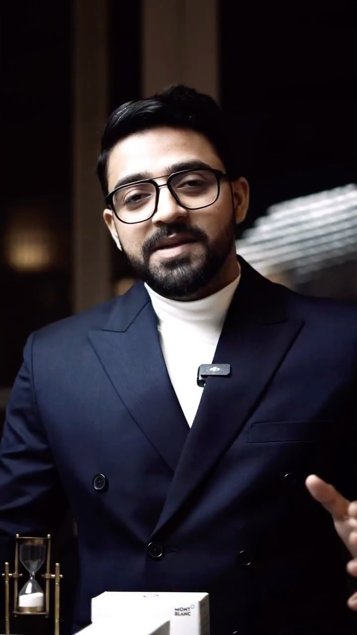 Instagram post by @harshitpateltrades for Montblanc. Caption reads: The Montblanc Meisterstück 149, launched in 1952,....