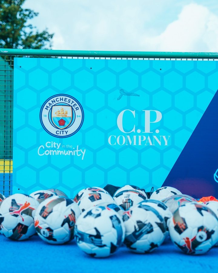 Instagram post by @citcmancity for Manchester City. Caption reads: Introducing our new #HealthyGoals pitch at....
