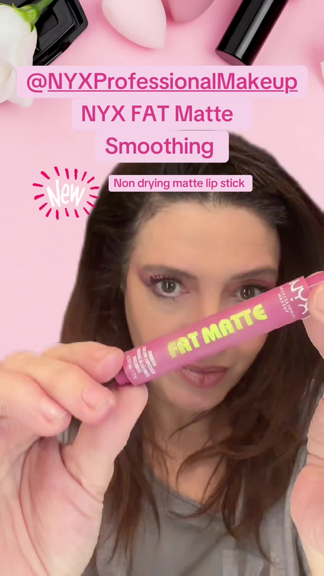 TikTok post by @tessmarque for NYX Professional Makeup HR. Caption reads: Big, bold, and unapologetically matte 💋🔥 Say....