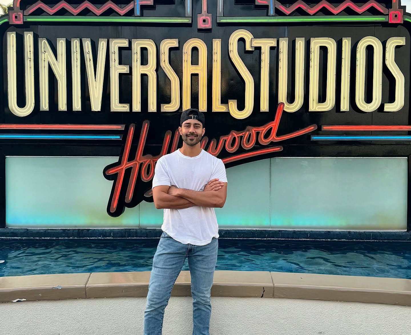 Instagram post by @manishdayal for Universal Studios Hollywood. Caption reads: Thank You @unistudios for having us and for an....