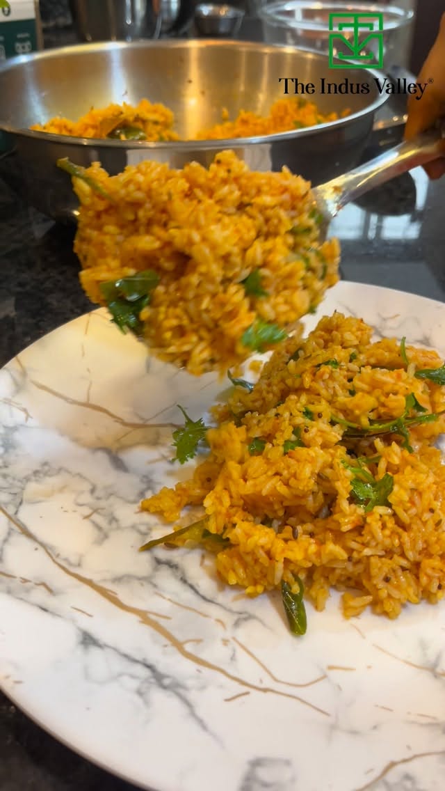 Instagram post by @telangana_kitchen4u for The Indus Valley. Caption reads: Tamato Rice 

use coupon code TKITCHEN get 12%....