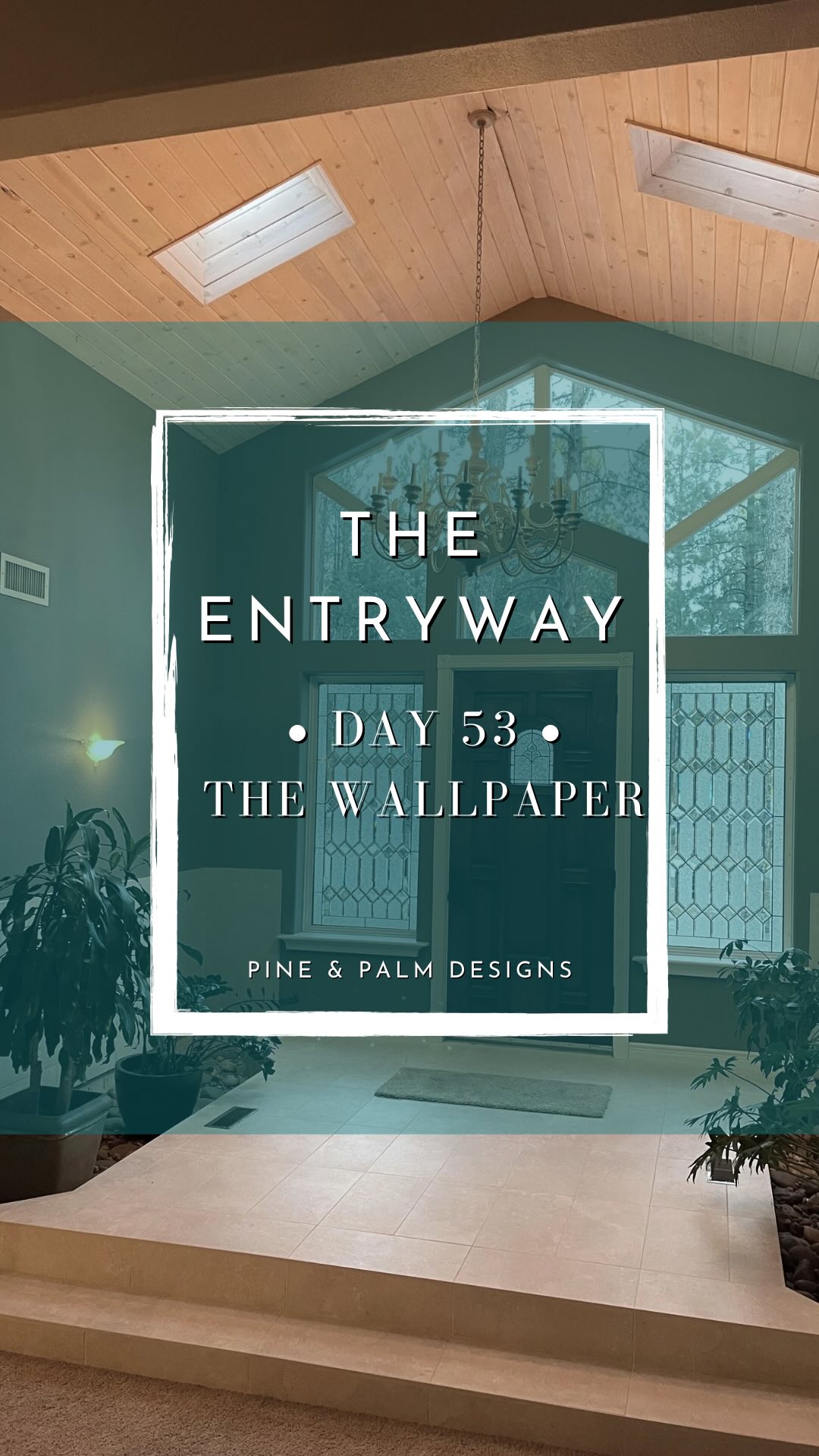 Instagram post by @pineandpalmdiy for Serena & Lily. Caption reads: Day 53 is WALLPAPER DAY!!!!! 

To say that I am....