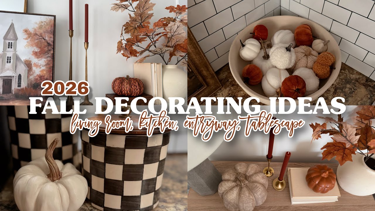 YouTube post by @ItsLizzy for BÉIS Travel. Caption reads: NEW! FALL DECORATING MARATHON 2026 / FALL DECOR....