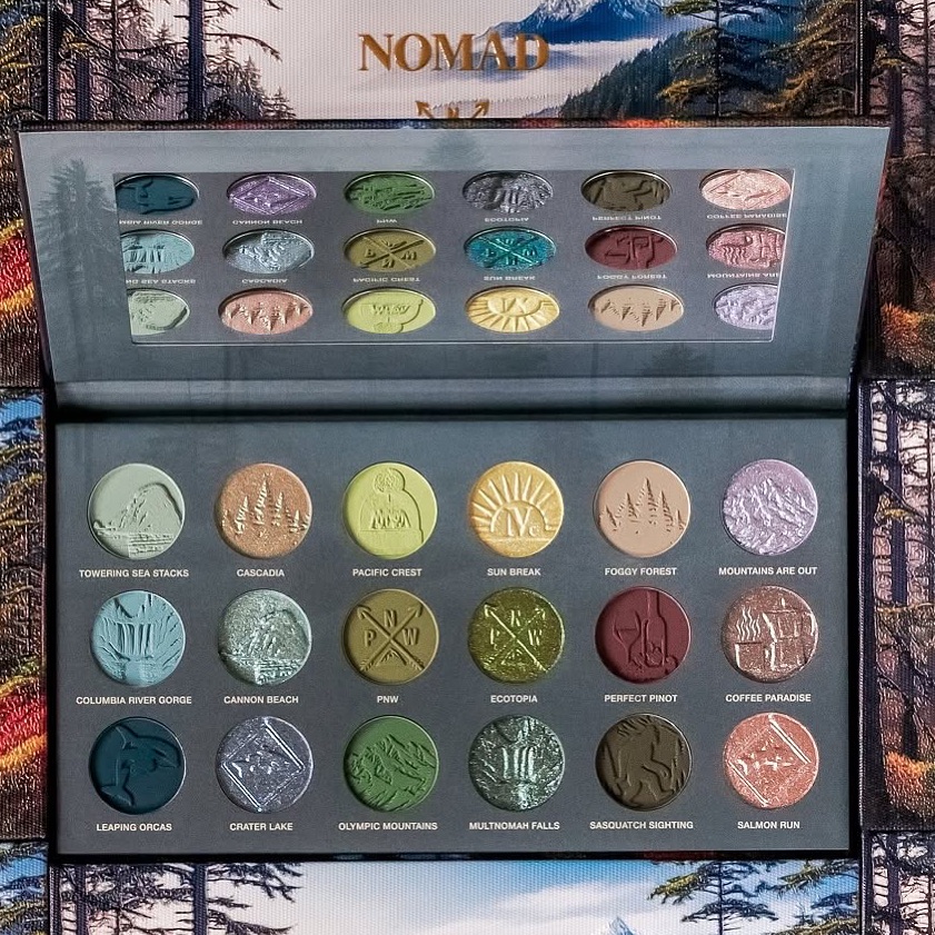 Instagram post by @makeupworldnews for Nomad Cosmetics. Caption reads: 🔔NEWNESS 🔔
.
👉🏼 • @nomadcosmetics 🏔️ PACIFIC....