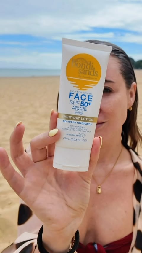 Instagram post by @georgialouiseharrison for Bondi Sands. Caption reads: [...] ad. SPF is non-negotiable, and the....