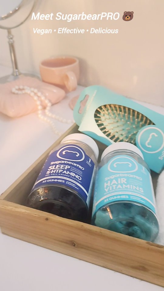 Instagram post by @berry__creator for SugarbearPRO. Caption reads: Adding SugarbearPRO Hair Gummies and Sleep Gummies....