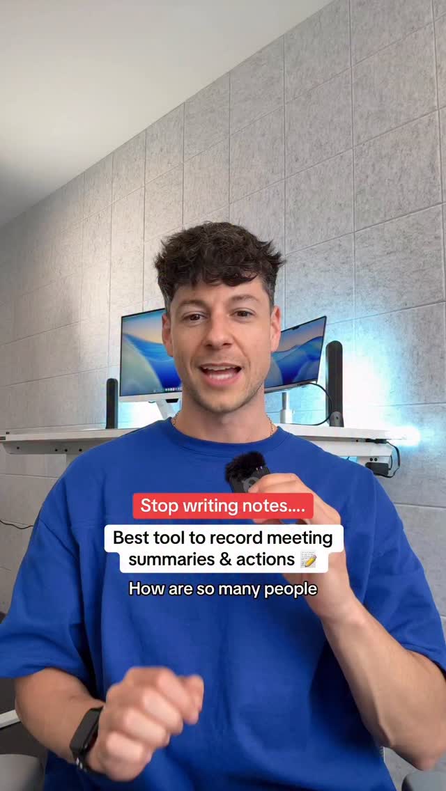 Instagram post by @samdespomarketing for Notion. Caption reads: Record all your online & in person meetings with....