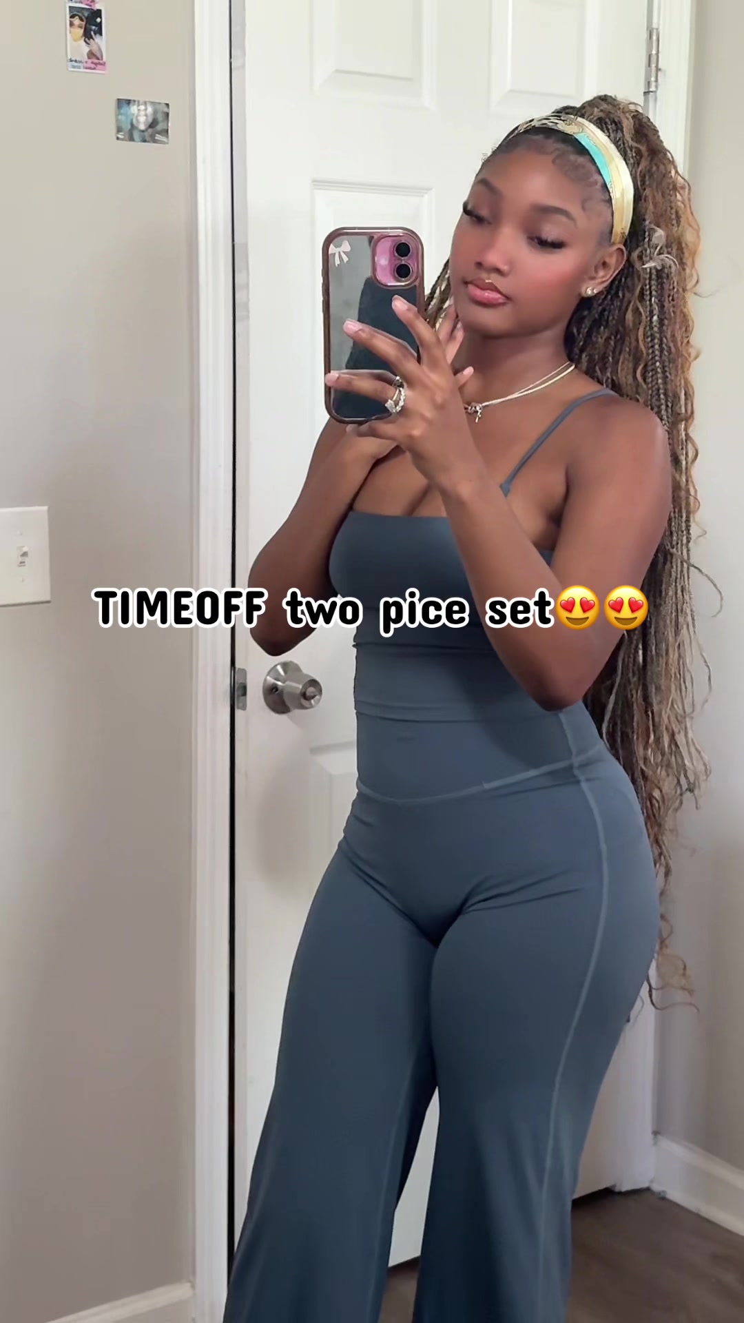 TikTok post by @da.only.kira for TimeOFF Sports. Caption reads: @TimeOFF Sports #fyp #summer #2pieceset #workout.