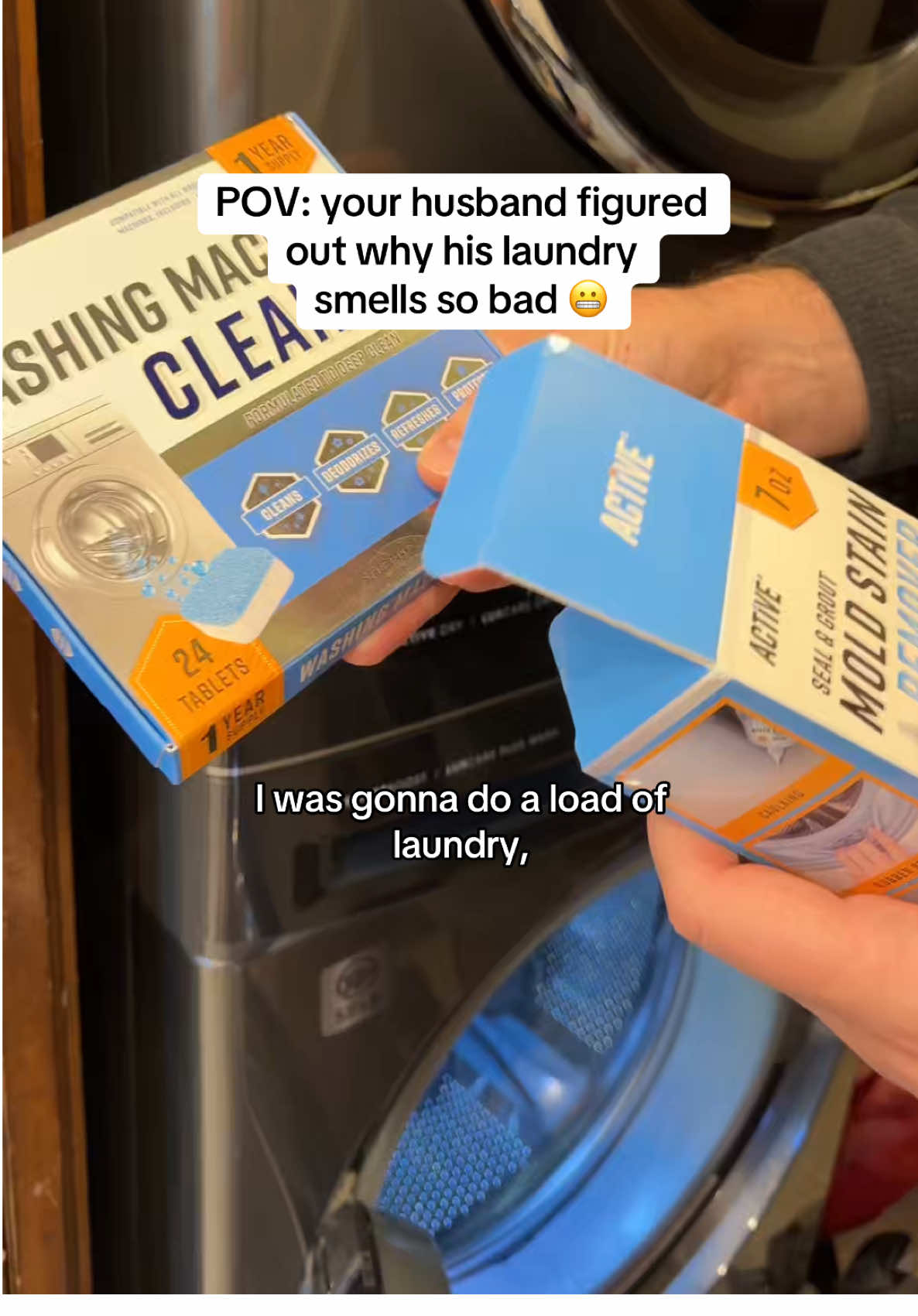 TikTok post by @mercy_festus for ACTIVE. Caption reads: Clean your washer and grout with @USEACTIVE bundle....