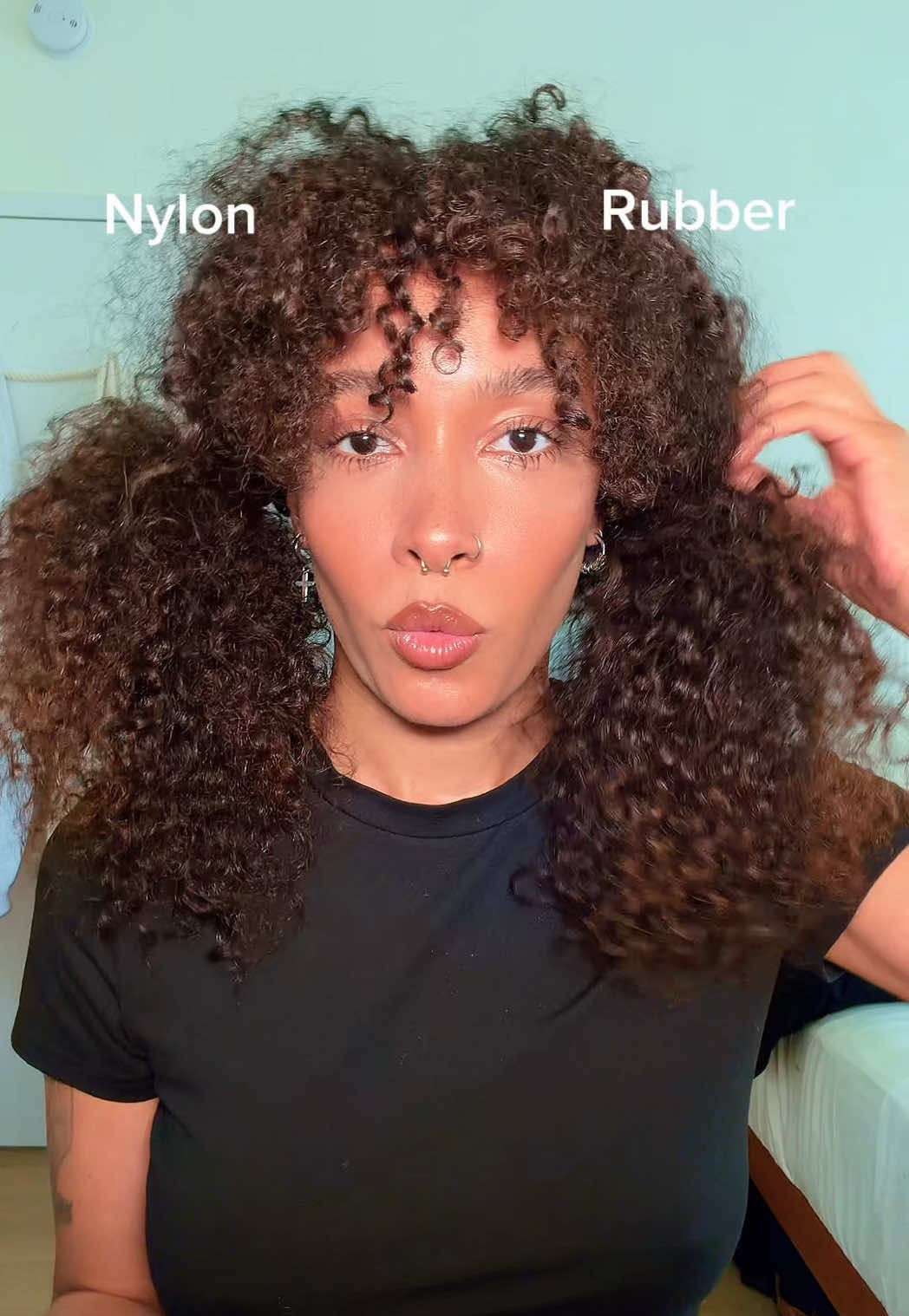 TikTok post by @indiachristin1 for Gimme Beauty. Caption reads: [...] #thickhair #hair #curlyhair #bundle @gimme....