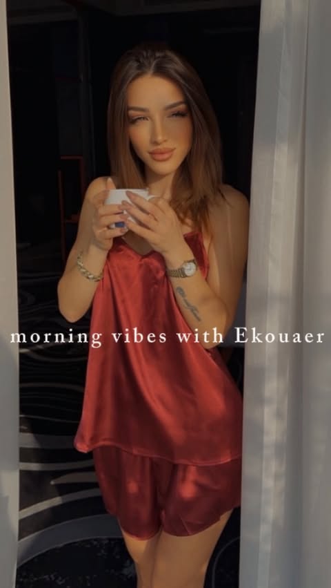 Instagram post by @oltashega for Ekouaer. Caption reads: Morning Vibes with @ekouaerofficial....