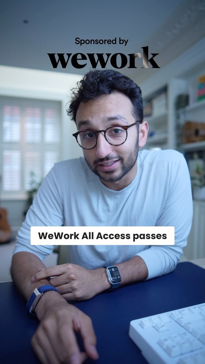 Instagram post by @aliabdaal for WeWork. Caption reads: One of the best (and sometimes trickiest) parts of....