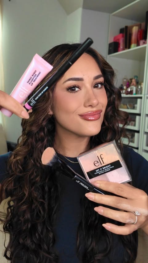 Instagram post by @vianneystrick for e.l.f. Cosmetics and Skincare. Caption reads: My favorites from the e.l.f. Cosmetics Soft Glam....