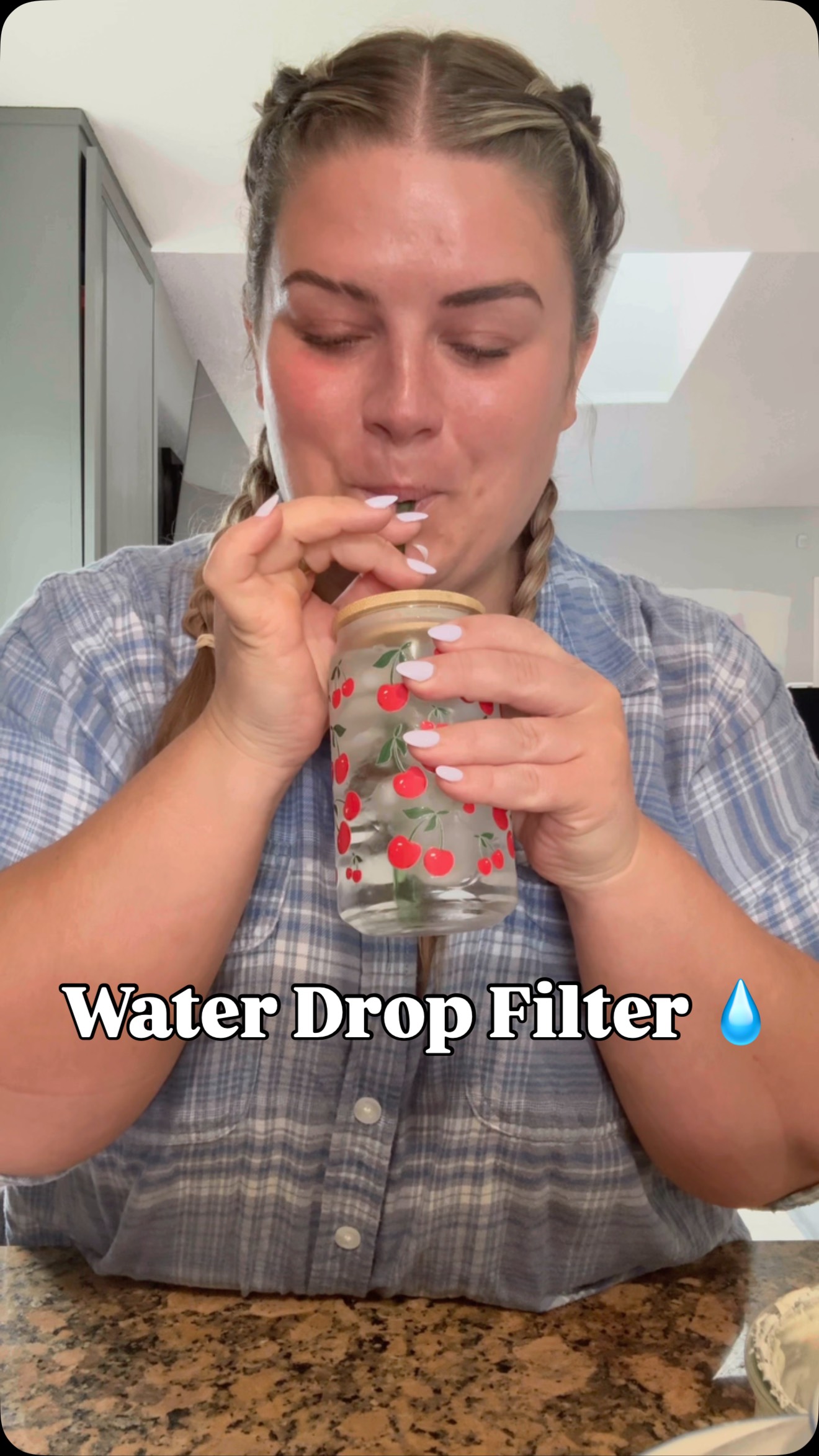 Instagram post by @msemilyrose11 for Waterdrop Filter. Caption reads: It won’t be me drinking microplastics, lead, and....