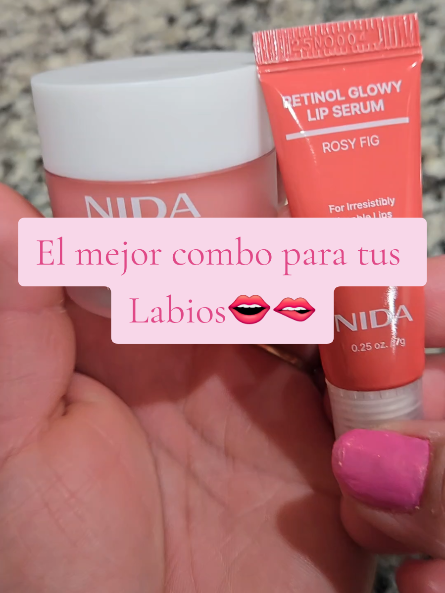 TikTok post by @elena.rojas30 for NIDA Official. Caption reads: [...] #labiosrojos #nida #skincare #lips @NIDA....
