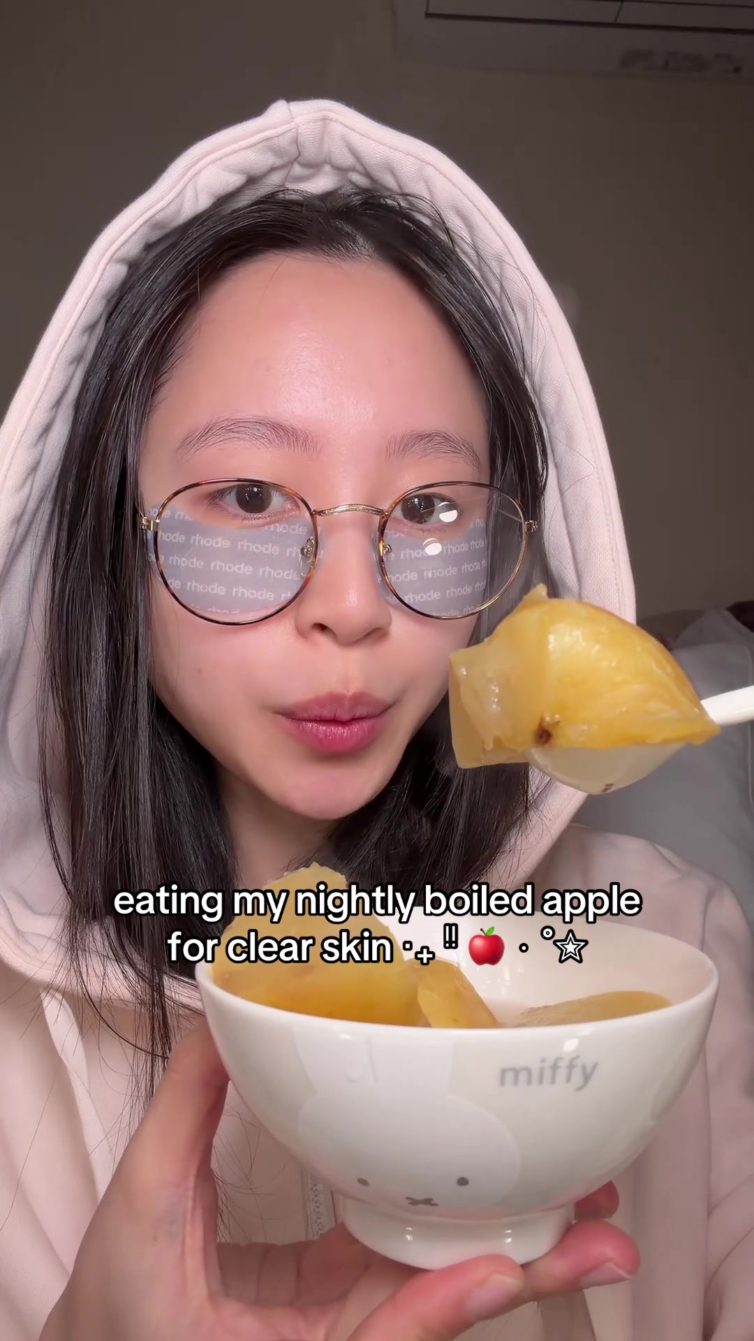 TikTok post by @milkydew for Rhode Skin. Caption reads: [...] #skincaretip #chineseculture @POPFLEX Active....