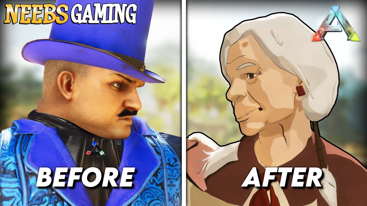 YouTube post by @NeebsGaming for Xbox. Caption reads: I Turned Myself Into a Cartoon!!! - Ark: Survival....