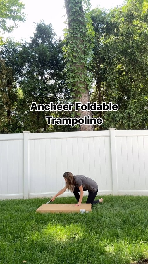 Instagram post by @tristatemama for ancheer. Caption reads: [...] love our new foldable trampoline from....