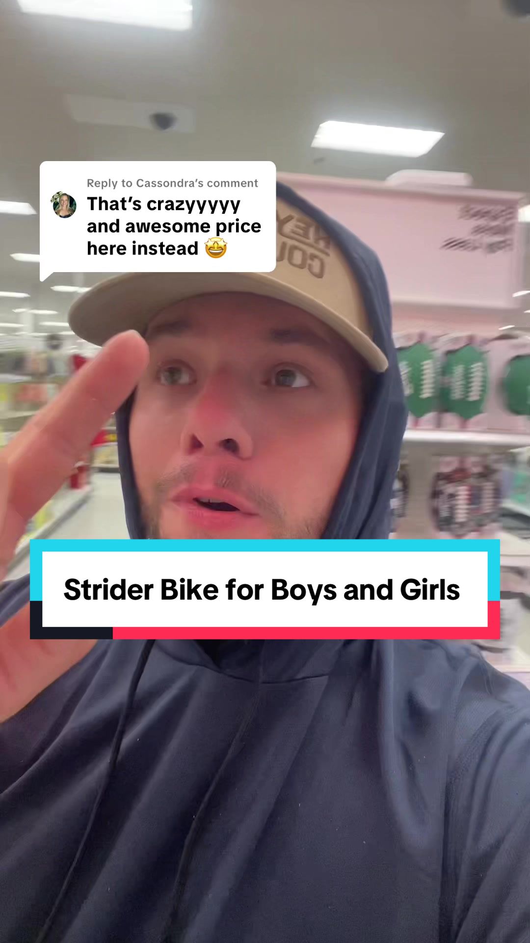 TikTok post by @aquaticmiracle1987 for Strider Bikes. Caption reads: [...] get your Xmas shopping done asap #@Strider....