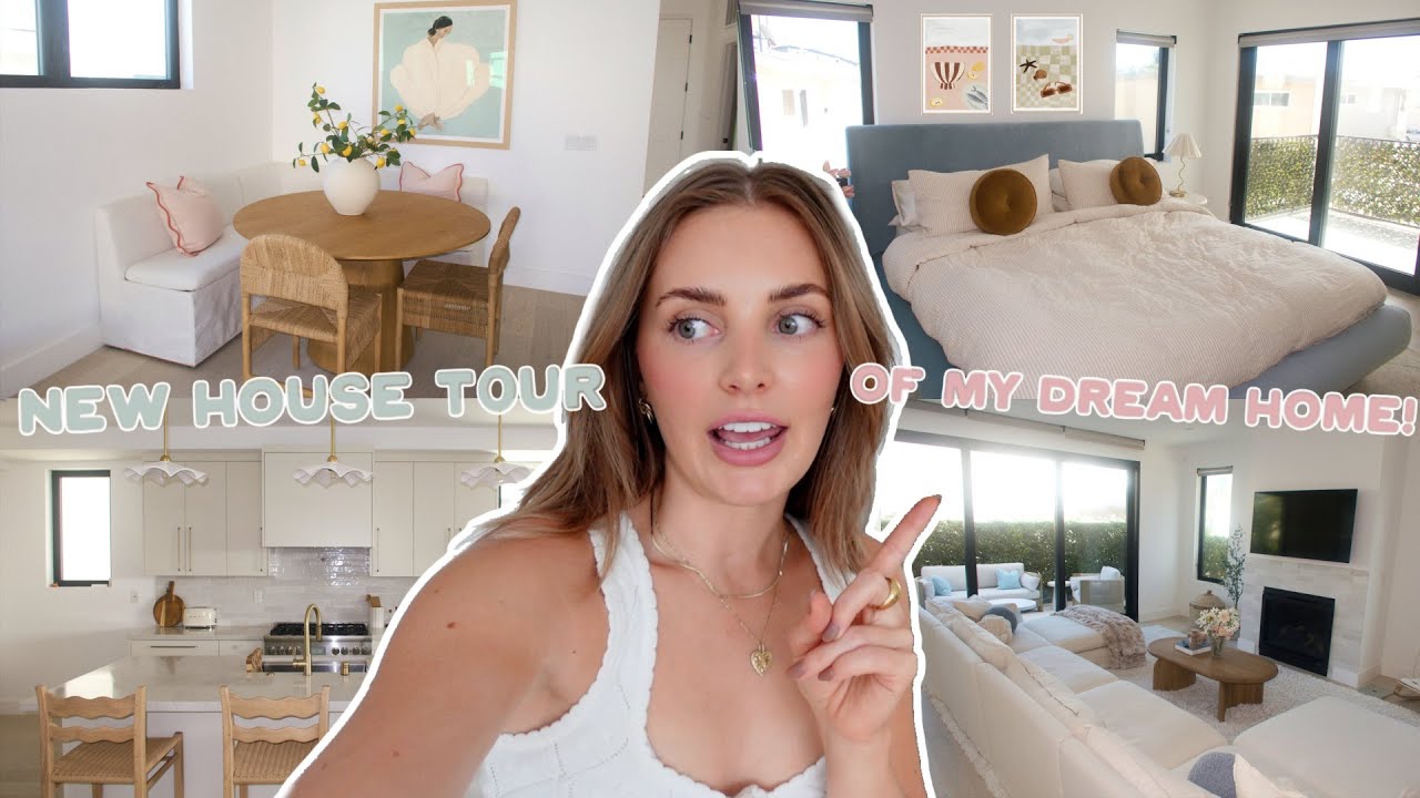 YouTube post by @aspynovard for Cozey. Caption reads: house tour of my new dream beach home!!.