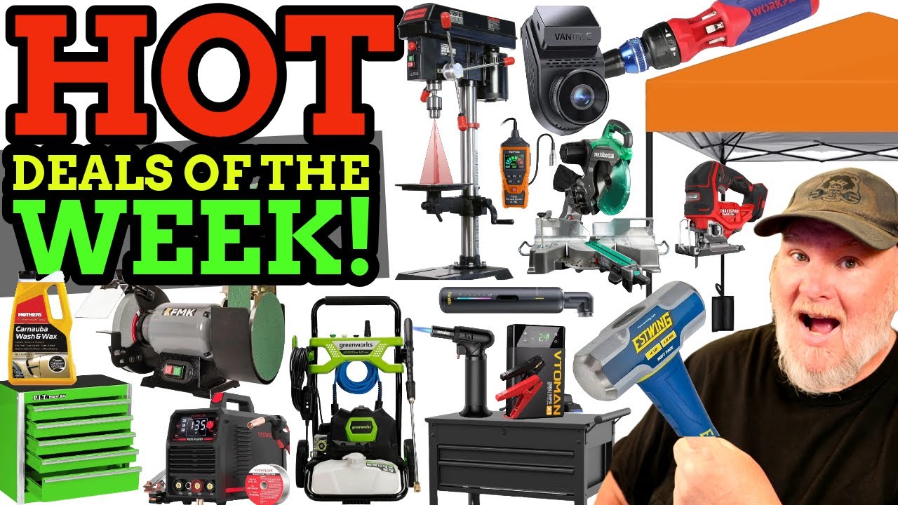 YouTube post by @denoftools for OLIGHT. Caption reads: Hot Tool Deals of the Week & More! 6/23/25 .