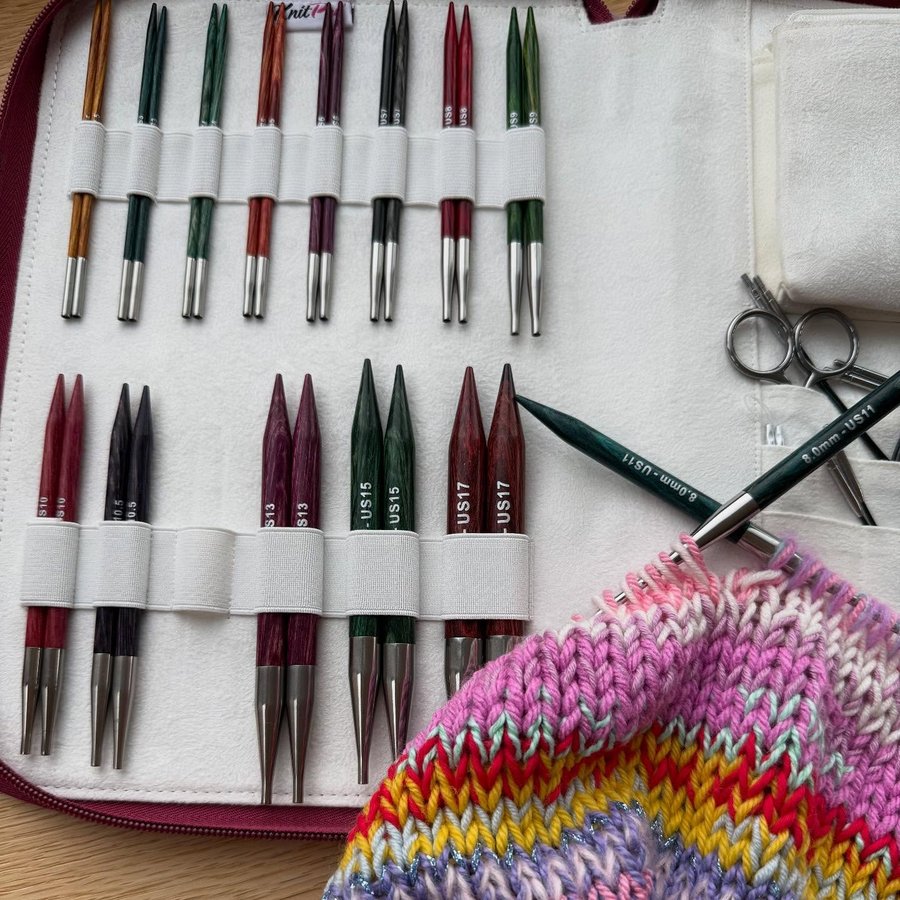 Instagram post by @knitstitchrepeat for KnitPro. Caption reads: [...] a lucky girl to have been gifted this....