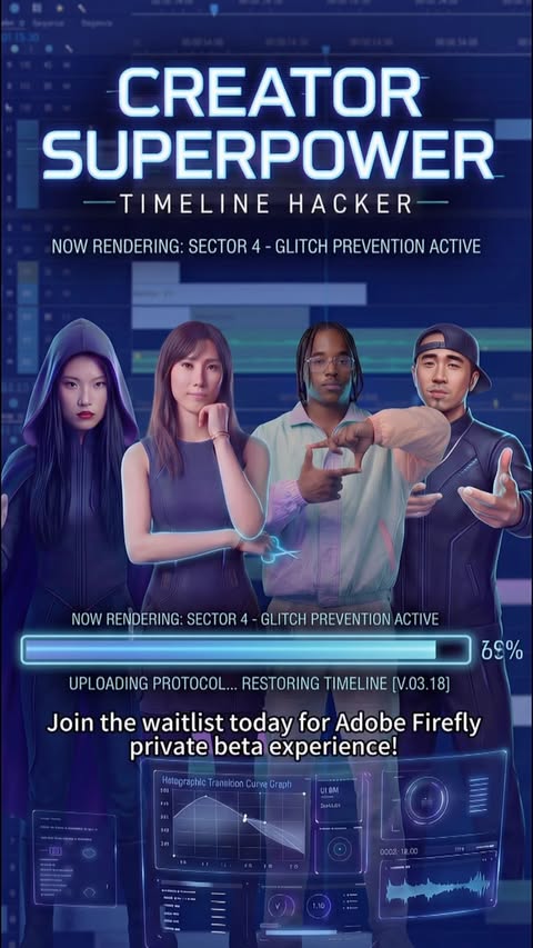 Instagram post by @luseeyalu for Adobe Firefly. Caption reads: [...] into a game loading screen using Adobe....