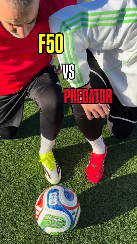 Instagram post by @aminho70 for adidas. Caption reads: F50 or Predator? ⚽️🟡🟥
#createdwithadidas.