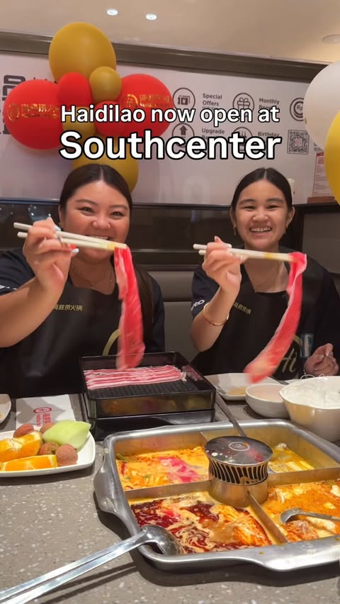 Instagram post by @simplyseattlesweets for Haidilao US. Caption reads: 📍Haidilao Hot Pot, Tukwila 🔥 Southcenter just....