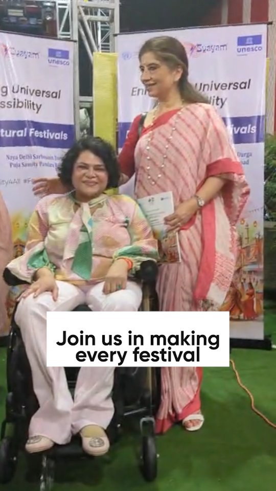 Instagram post by @svayam_india for UNESCO. Caption reads: A landmark moment for accessible heritage! Delhi....