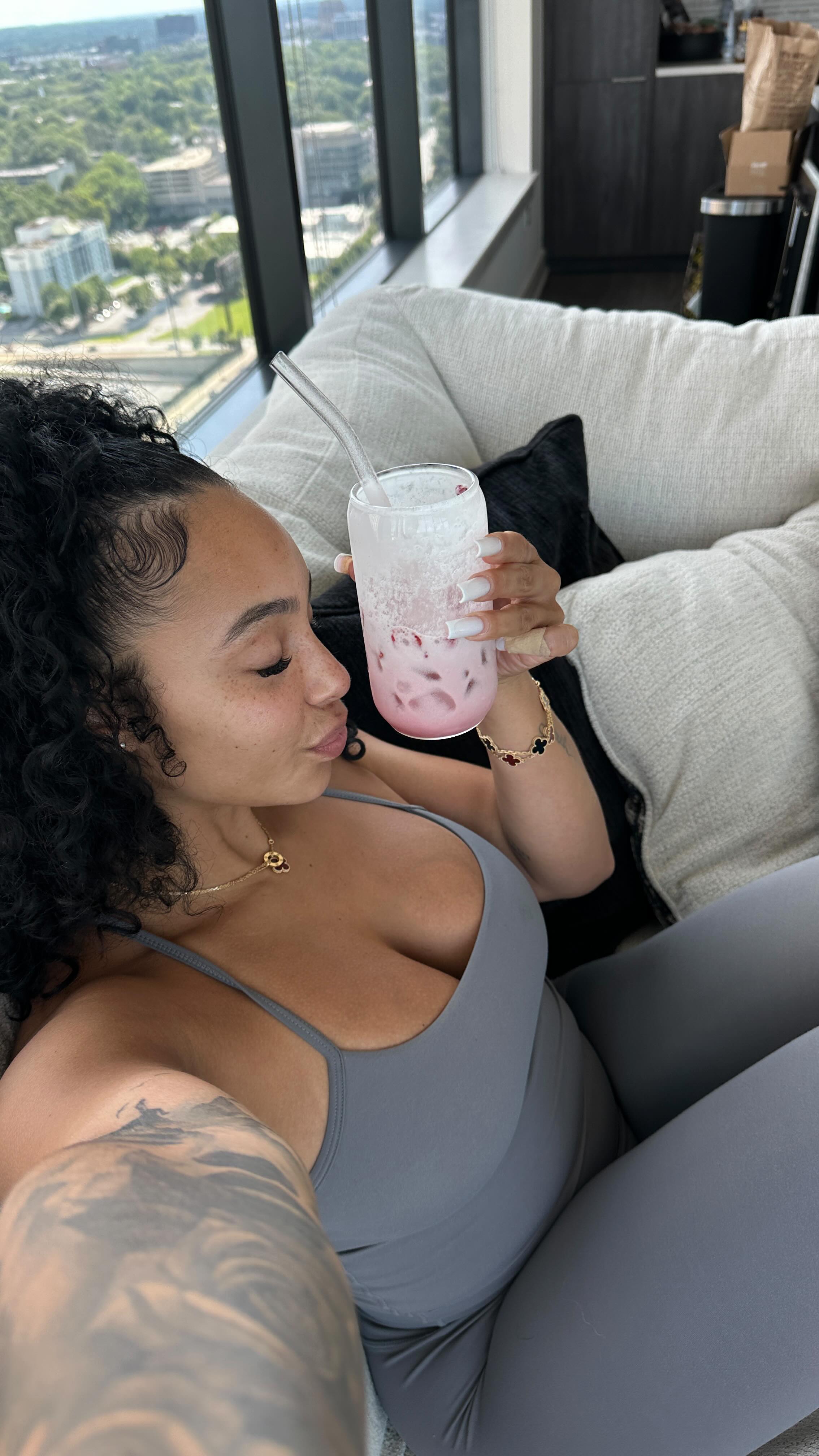 Instagram post by @bria.nicolefit for Tazo. Caption reads: Obsessed is an understatement.

I’m gonna be fr.....