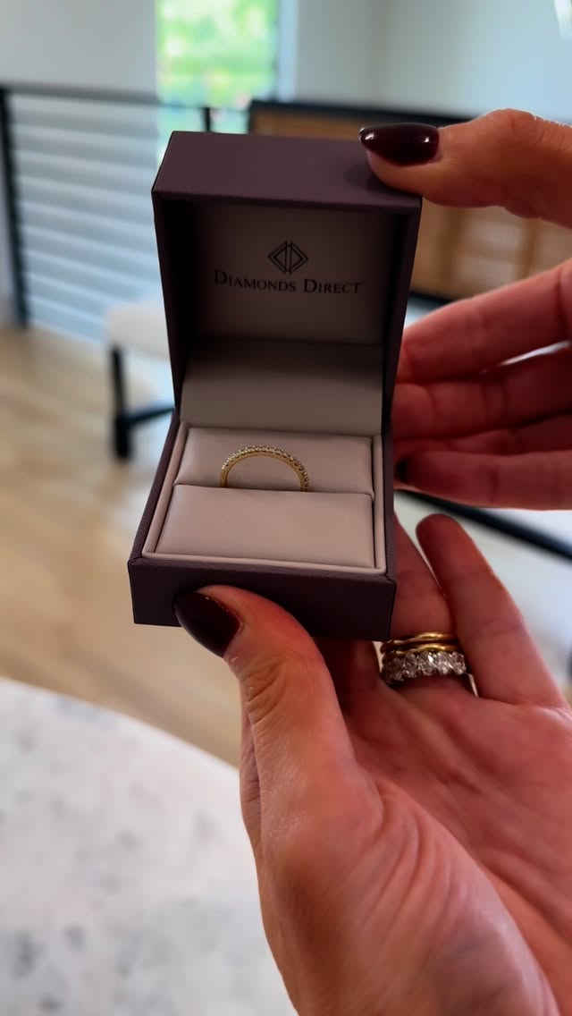 Instagram post by @whitswhims for Diamonds Direct. Caption reads: BEST Wedding Band deal everrrr! 💎 @diamondsdirect....