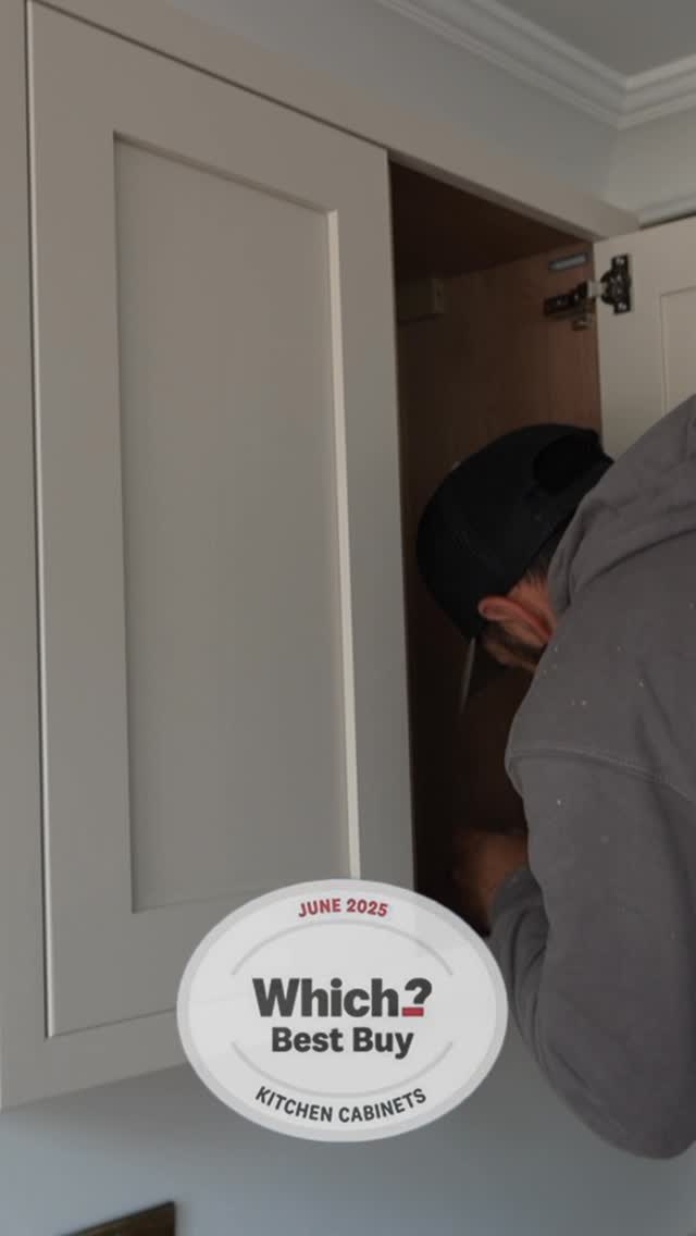 Instagram post by @thebaldbuilders for Howdens. Caption reads: These @howdensjoinery UK-made rigid cabinets are....